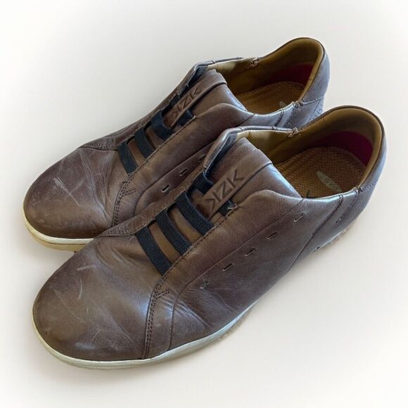 Kizik Shoes Mens Size 11.5 M Brown New York Leather Hands Free Slip On Casual - Picture 1 of 9
